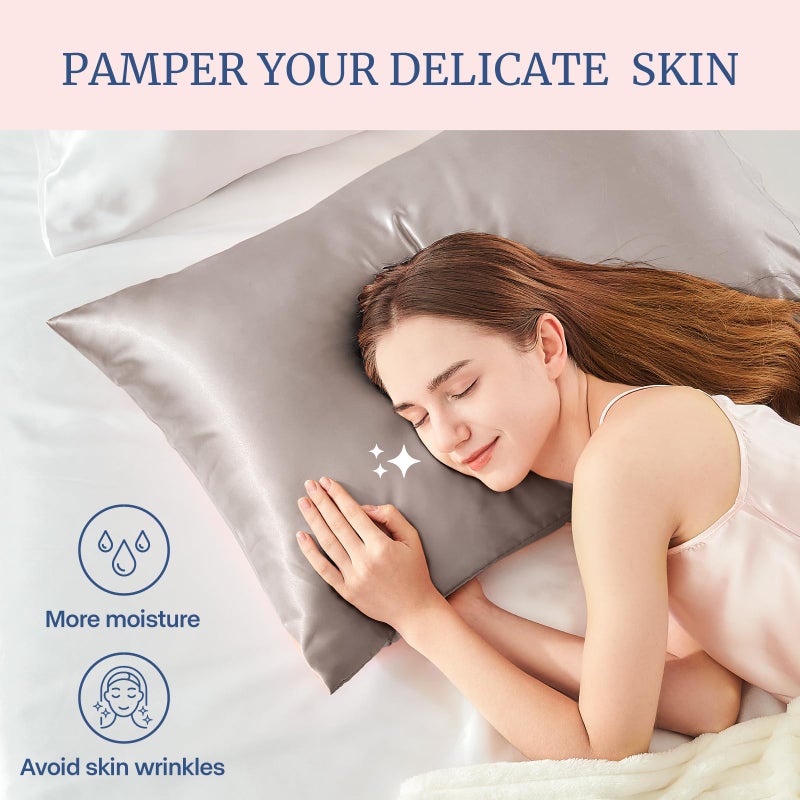 BEDELITE Satin Pillowcase for Hair and Skin, Super Soft and Cooling Similar to Silk Pillow Cases 2 Pack with Envelope Closure, Gift for Women Men(20"x30" Queen Size, Rose Taupe) - Image 3