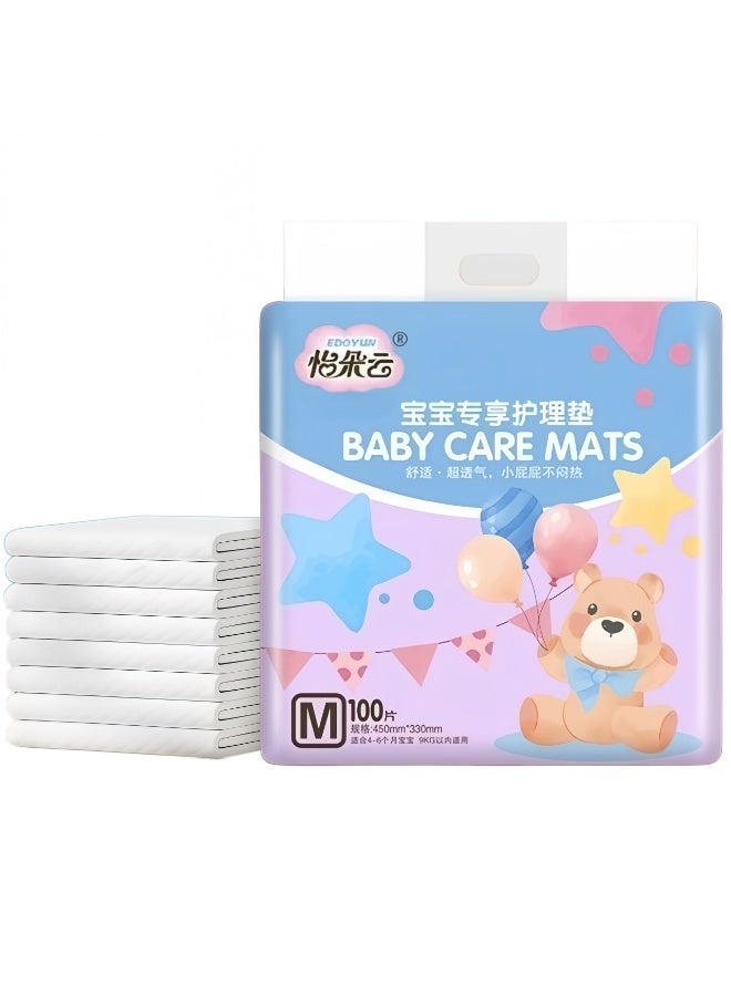 EDOYUN Pack of 100 Disposable Changing Mats, Soft and Comfortable, Waterproof, Baby Changing Pad, Cover Bed Pads (45cm×33cm)