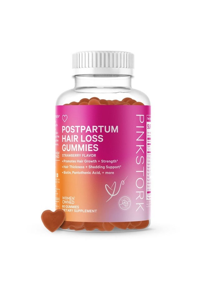 Pink Stork - Postpartum Hair Loss Gummies: Hair Skin And Nails Vitamins Postnatal Vitamins Biotin For Hair Regrowth & Strengthening Postpartum Essentials For Moms Womenowned 60 Strawberry Gummies - Image 1