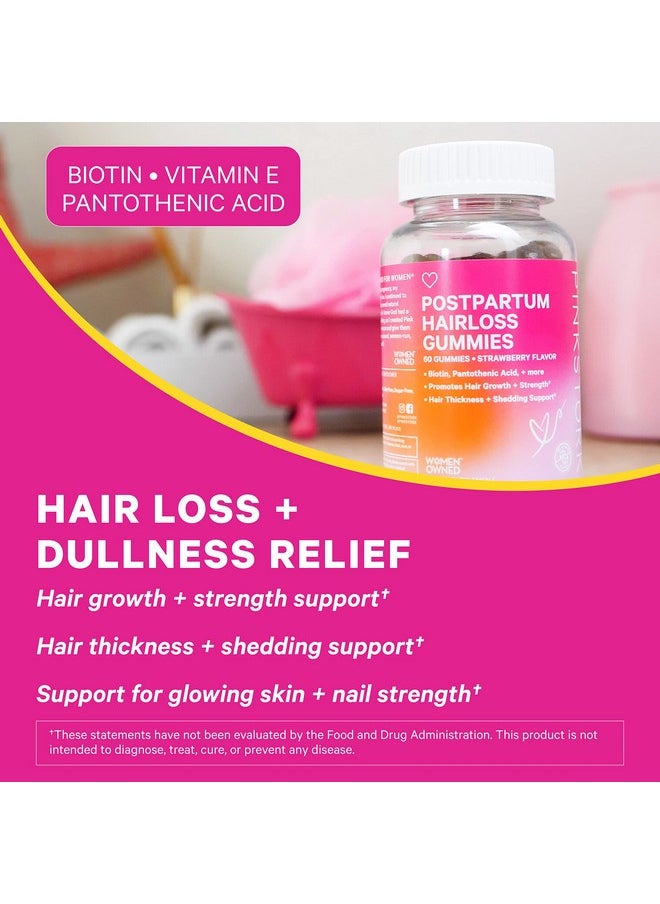 Pink Stork - Postpartum Hair Loss Gummies: Hair Skin And Nails Vitamins Postnatal Vitamins Biotin For Hair Regrowth & Strengthening Postpartum Essentials For Moms Womenowned 60 Strawberry Gummies - Image 1