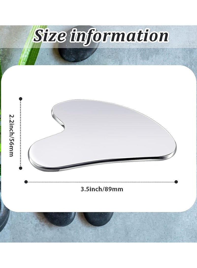 MOSH Stainless Steel Gua Sha Tool Facial Gua Sha Tool Tighten Skin Care Tools Massage Beauty Tool for Body Eyes Neck Massager with Travel Pouch (Heart model) - Image 2