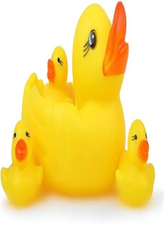Generic Bath Duck Squeaky Ducks Floating Swimming Pool Tub Chu Chu Duck (Yellow) - 4 Pcs (1 Big and 3 Small Ducks) 