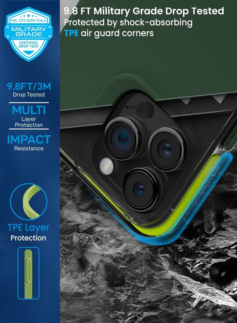 Remson Mag-X Magnetic Hybrid Protective Silicone Case  Protection Compatible For iPhone 14 Pro (Green) - Image 2