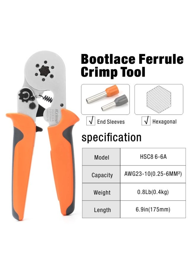 IWISS Iwiss Hexagonal Crimper Plier Hsc8 6 6 Self Adjusting Crimping Tools Used For 23 10 Awg Similar To 025 6 Mm2 Cable End Sleeves Ferrules Orange Handle Only - Image 2