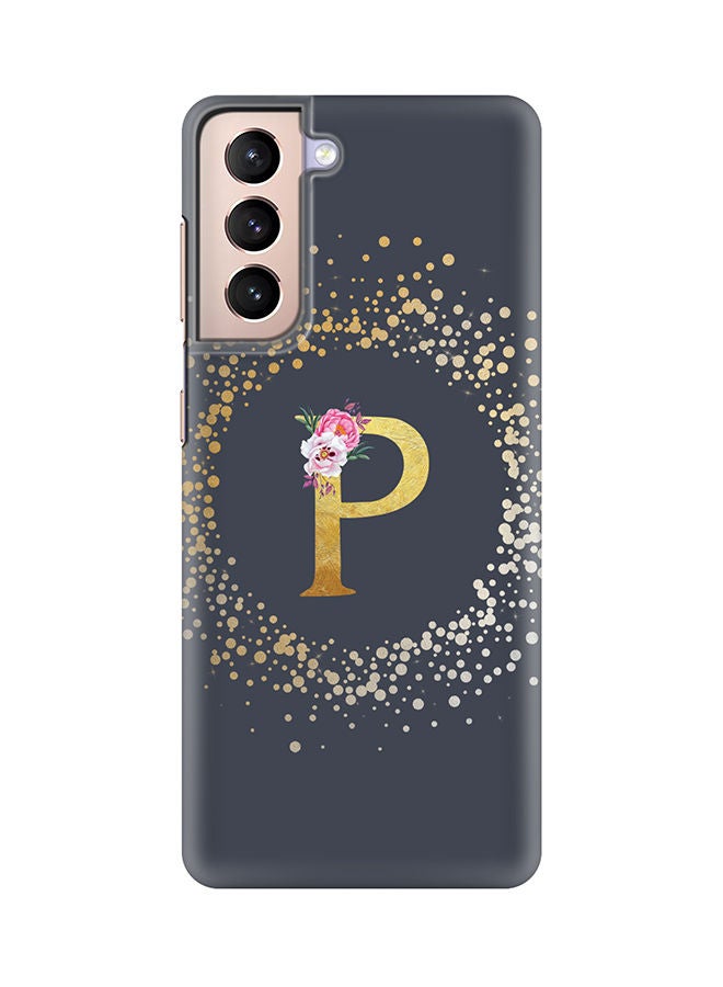 Stylizedd Monogram Slim Cover for Samsung Galaxy S21 Plus 5G Case Custom Initials Letter Floral Pattern Snap Series Mobile Cover Matte Alphabet  - P (Grey) - Image 1