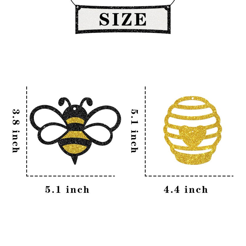 Maicaiffe Honey Bumble Bee Hanging Swirl Decorations - Glitter 22 Pcs Bee Baby Shower Party Supplies - Baby Birthday - Engagement - Wedding Streamers - Bee Theme Party Foil Swirls Ceiling Decorations - Image 2