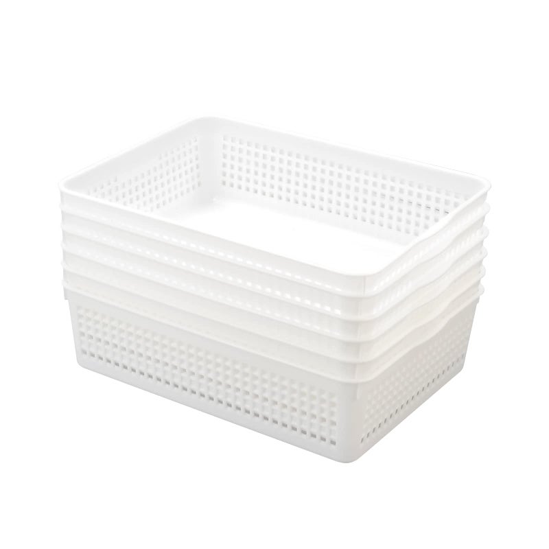 AnnkkyUS 6pack Storage Basket Trays Plastic Office Tray White