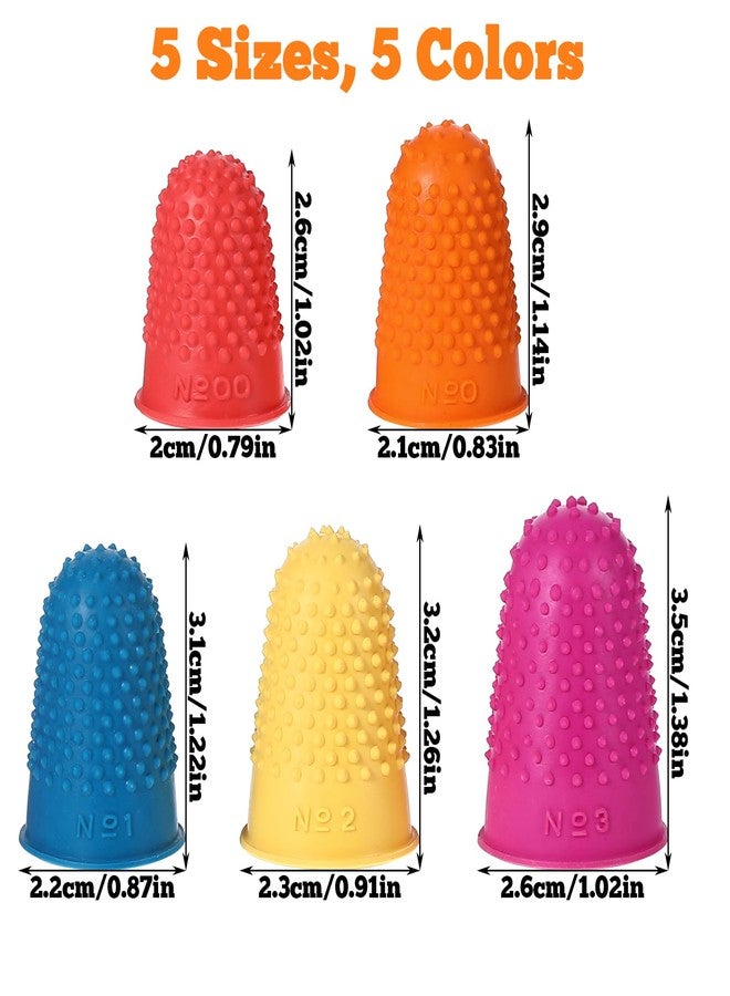 Tucnoeu 25 Pcs Rubber Thimbles for Finger Tips Protection, 5 Different Colors Finger Protector Covers, Reusable Finger-Protector Finger-Pads Grip for Paperwork - Image 2