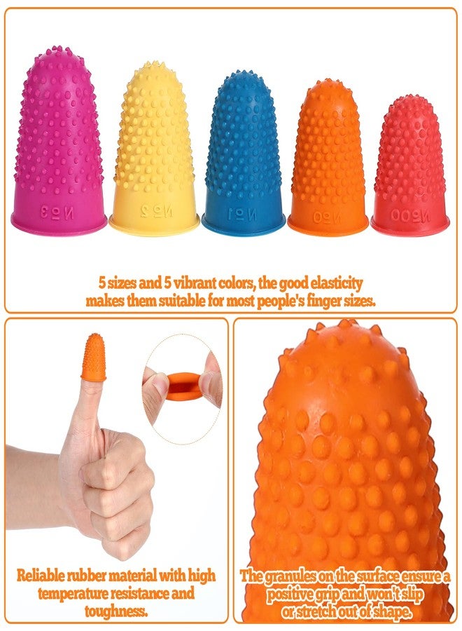 Tucnoeu 25 Pcs Rubber Thimbles for Finger Tips Protection, 5 Different Colors Finger Protector Covers, Reusable Finger-Protector Finger-Pads Grip for Paperwork - Image 4