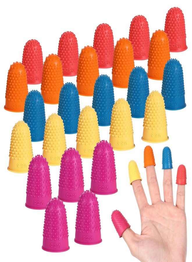 Tucnoeu 25 Pcs Rubber Thimbles for Finger Tips Protection, 5 Different Colors Finger Protector Covers, Reusable Finger-Protector Finger-Pads Grip for Paperwork - Image 1