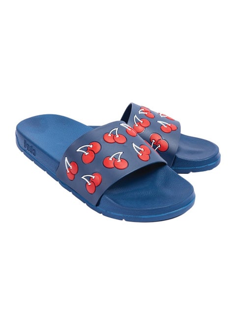 cherry navy slide slipper
