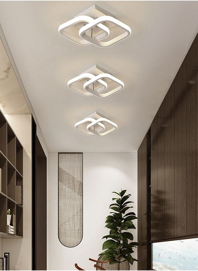 Haikomin - Modern LED Ceiling Light Chic Chandelier Tricolor Hallway Living Room Bedroom 22W White - Image 1