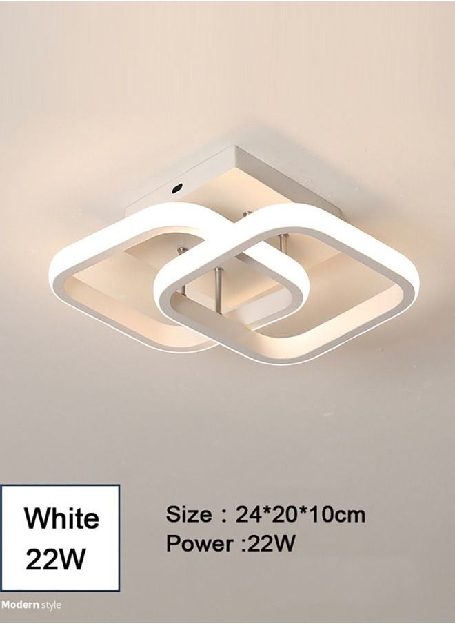 Haikomin - Modern LED Ceiling Light Chic Chandelier Tricolor Hallway Living Room Bedroom 22W White - Image 1