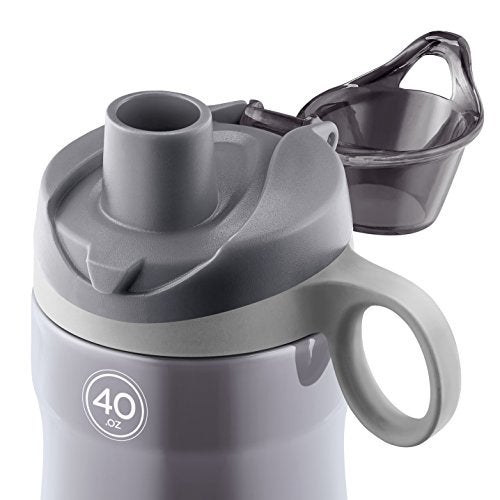Pogo BPA-Free Tritan Plastic Water Bottle with Chug Lid, 40 Oz, Grey - Image 2