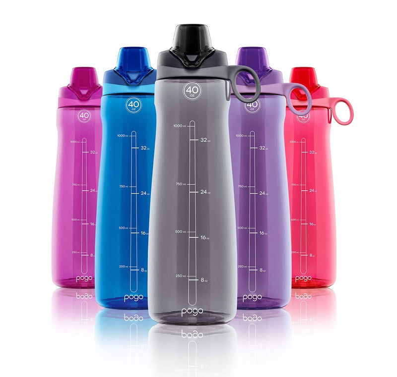 Pogo BPA-Free Tritan Plastic Water Bottle with Chug Lid, 40 Oz, Grey - Image 3