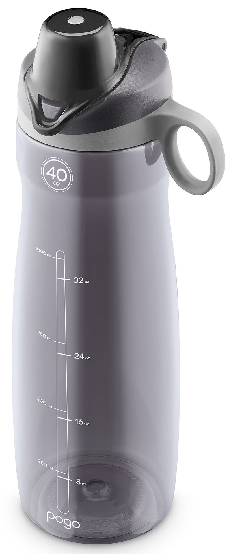 Pogo BPA-Free Tritan Plastic Water Bottle with Chug Lid, 40 Oz, Grey - Image 4