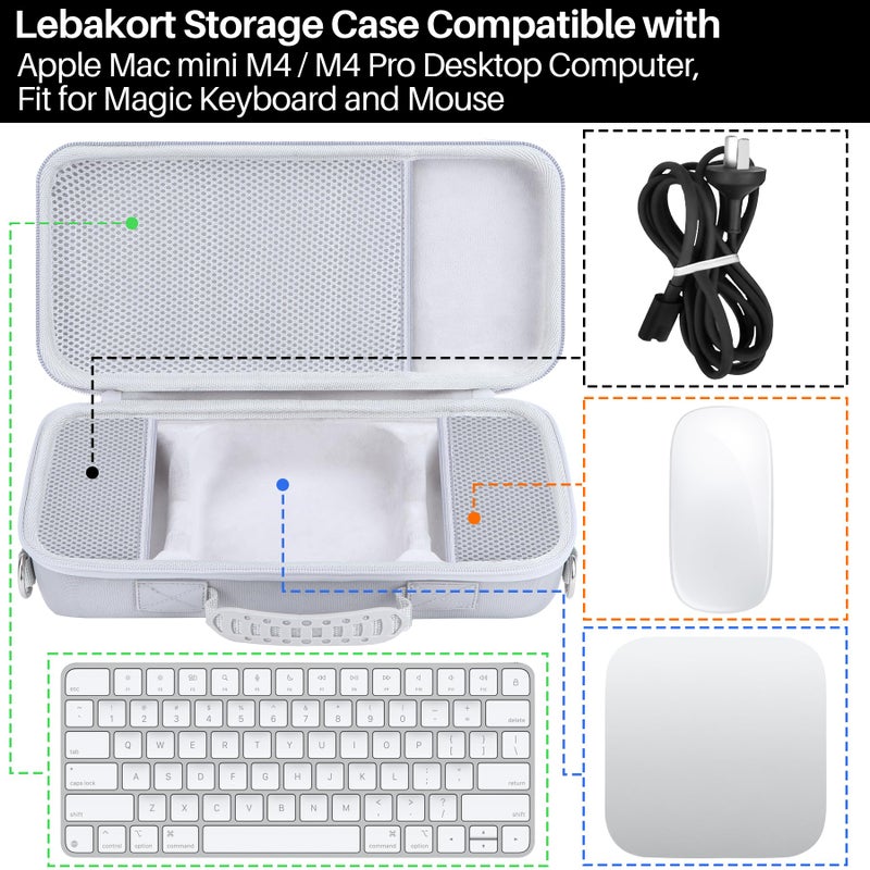 Lebakort Storage Case Compatible with Apple Mac mini M4 / M4 Pro Desktop Computer, Fit for Magic Keyboard and Mouse - Image 3