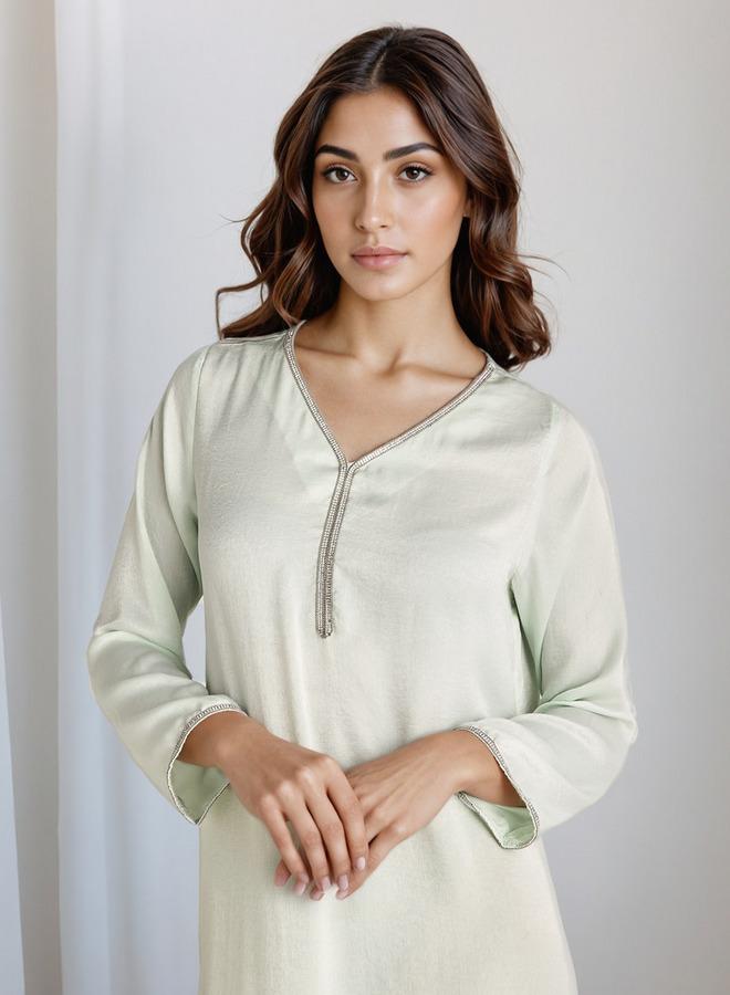 سبلاش فيڤ قميص نوم طويل بياقة على شكل حرف  من البوليستر - Image 4