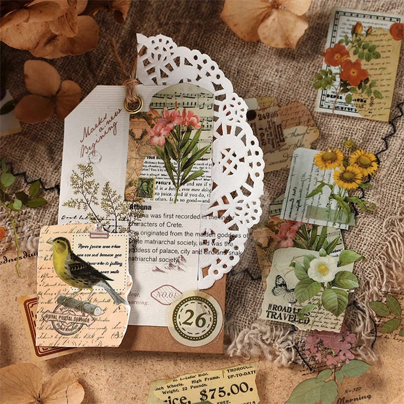 SIBLYMONA Junk Journal Stickers for Scrapbooking, 120Pcs Retro Flower Butterfly Nature Poem Stamp Letter Decorative Stickers for Scrapbook, DIY Crafts Album Phone Cases Laptops Calendars Notebook (Nature) - Image 4