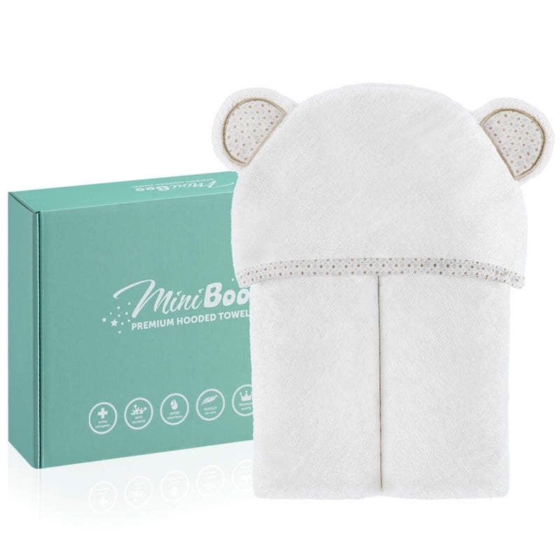 MINIBOO Hooded Baby Towel - Ultra-Soft and Hypoallergenic Rayon from Bamboo Baby Towels for Newborns, Infants, and Toddlers - Super Absorbent Baby Bath Towels - Image 2