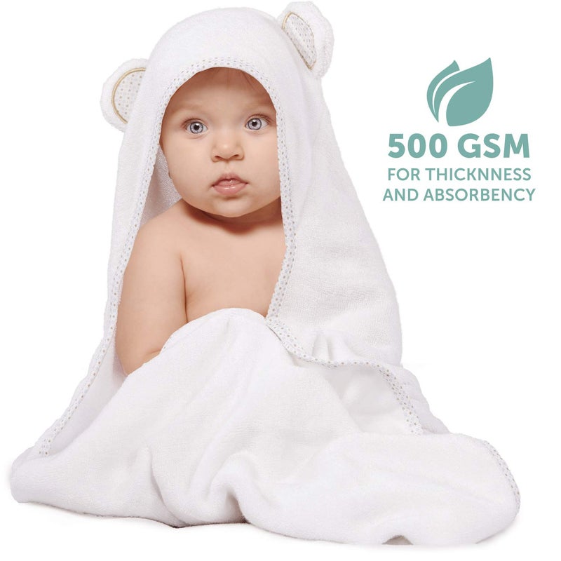 MINIBOO Hooded Baby Towel - Ultra-Soft and Hypoallergenic Rayon from Bamboo Baby Towels for Newborns, Infants, and Toddlers - Super Absorbent Baby Bath Towels - Image 4