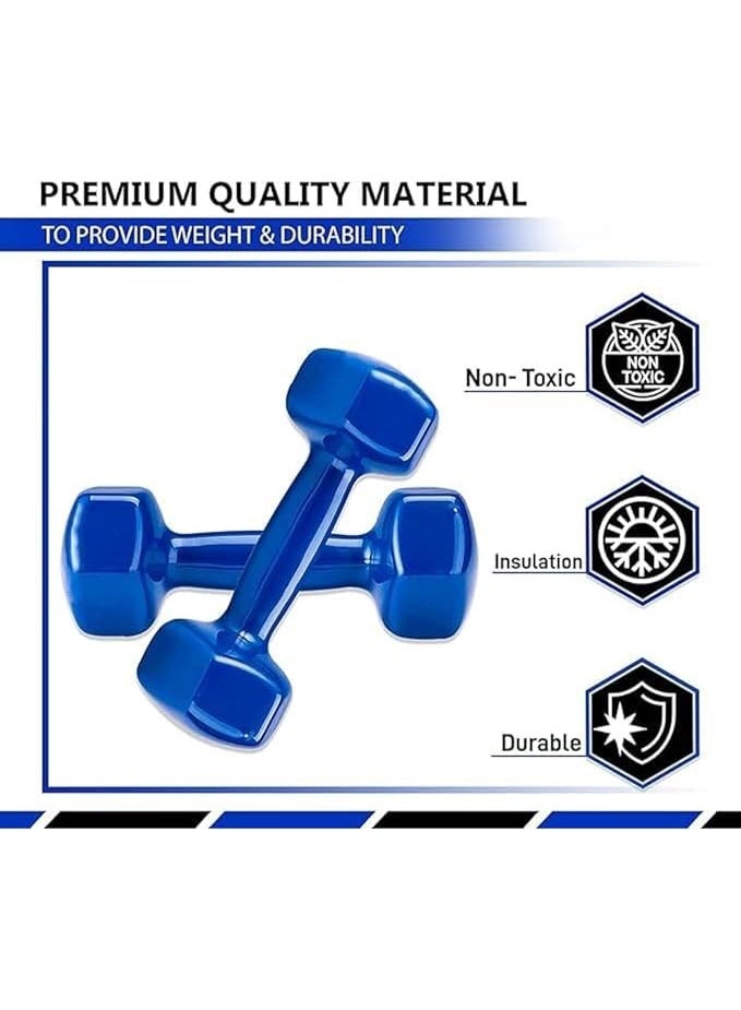 DUNISO 2 Pcs Dumbbells, Fitness Dumbbells, Weightlifting Dumbbells with Anti Slip Handles, Sturdy and Durable，Suitable For Fitness, Home Use, Exercise, Weightlifting, Yoga, 1KG Each，Blue - Image 2