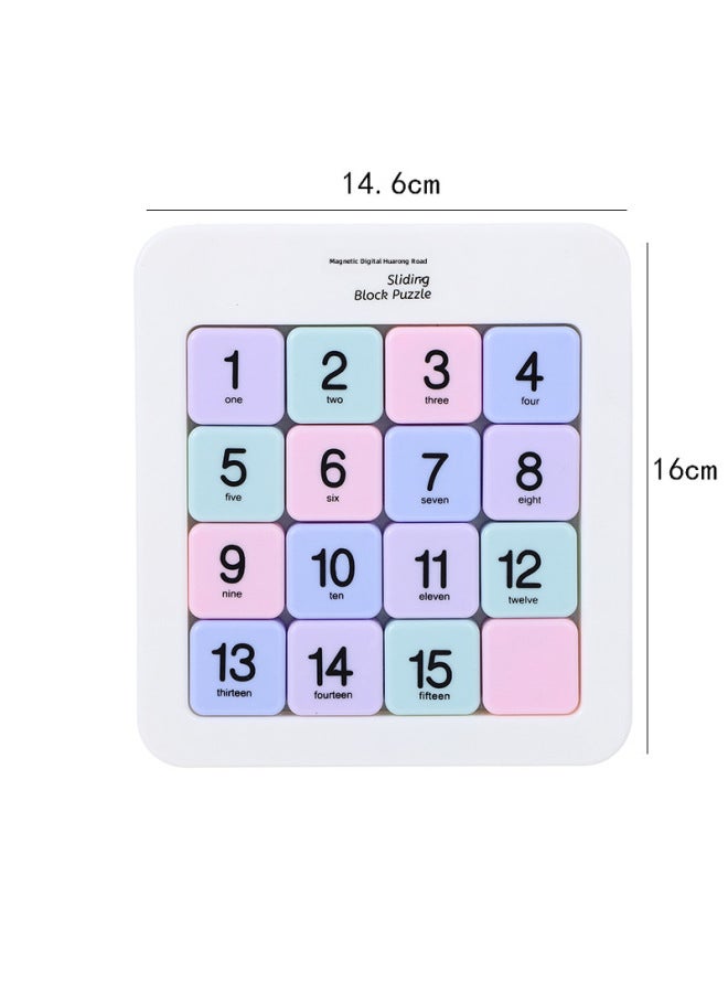 Digital Huarong Road Magnetic Sliding Puzzle Third-level Fourth-level Nine-grid Sudoku Children's Educational Plastic Toys-Specifications:4*4 Class Digital Magnetic Huarong Road  - Image 1