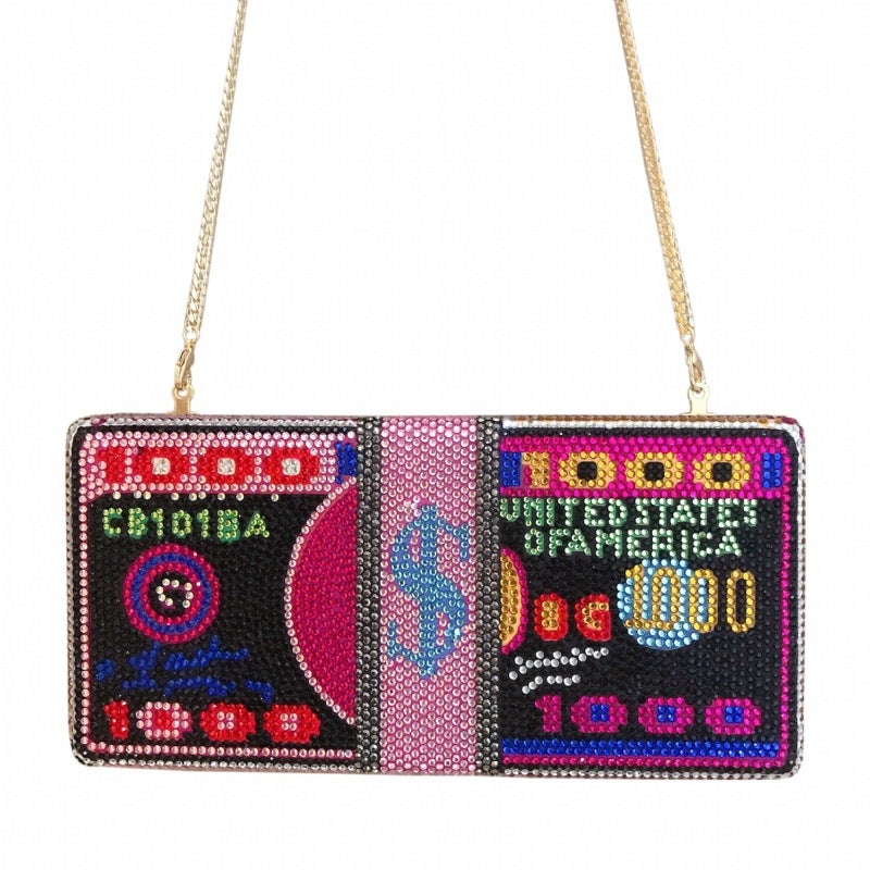 Diamond Dinner Bag Is Like A Bundle Of Us Dollar Rhinestones Women'S Bag Us Dollar Banquet Handbag Dollars Bag - Image 2