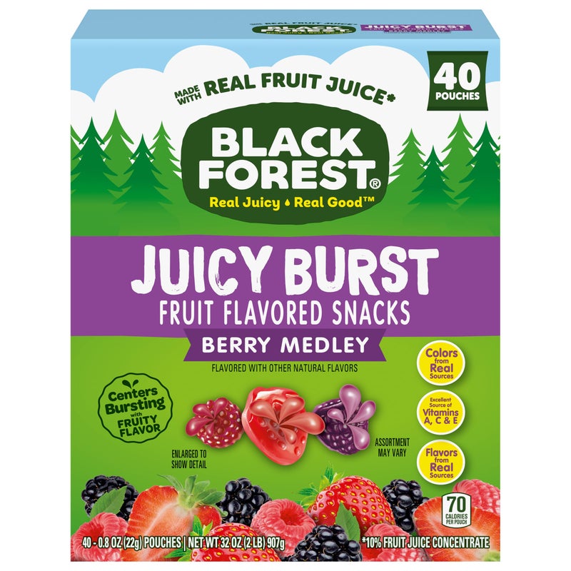 Black Forest Juicy Burst Fruit Snacks Berry Medley 08 Ounce Pouches 40 Count - Image 3
