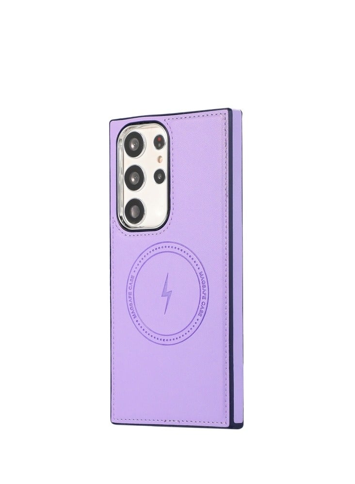 جرين تايجر حافظة هاتف ماجسيف جلدية جانبية لهاتف سامسونج جالاكسي S23 الترا 5G (أرجواني فاتح) - Image 2