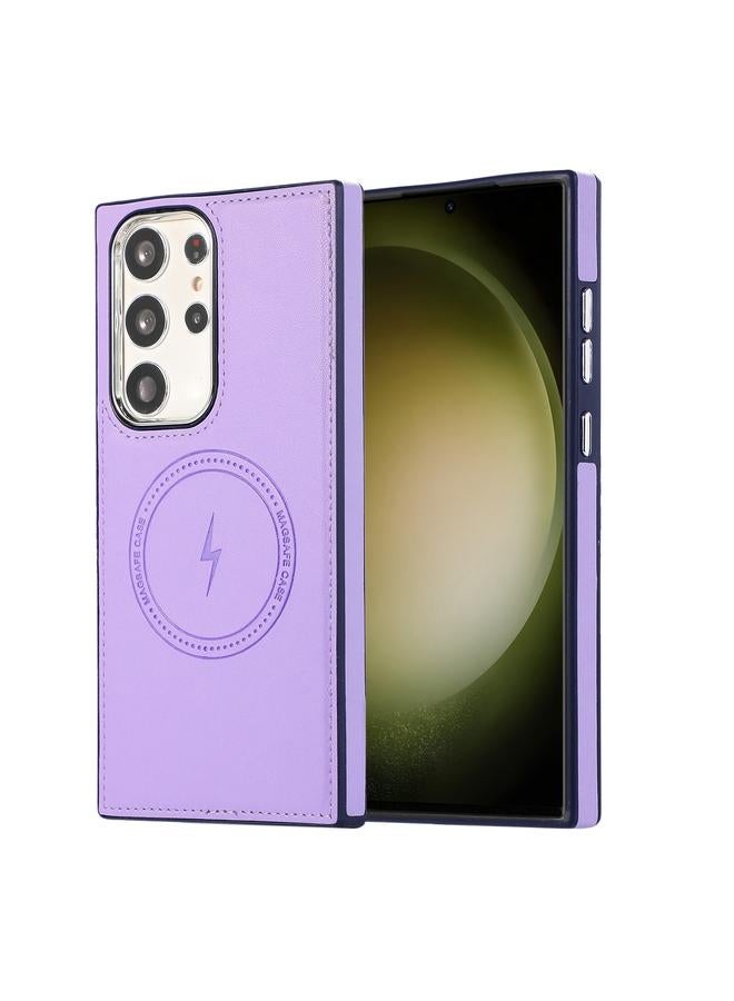 جرين تايجر حافظة هاتف ماجسيف جلدية جانبية لهاتف سامسونج جالاكسي S23 الترا 5G (أرجواني فاتح) - Image 1