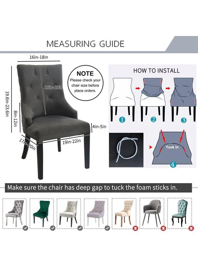 FORCHEER Wingback Dining Chair Covers Set of 2 Floral Stretch Wing Back Chair Slipcover with Arms Low Side Washable - Image 3
