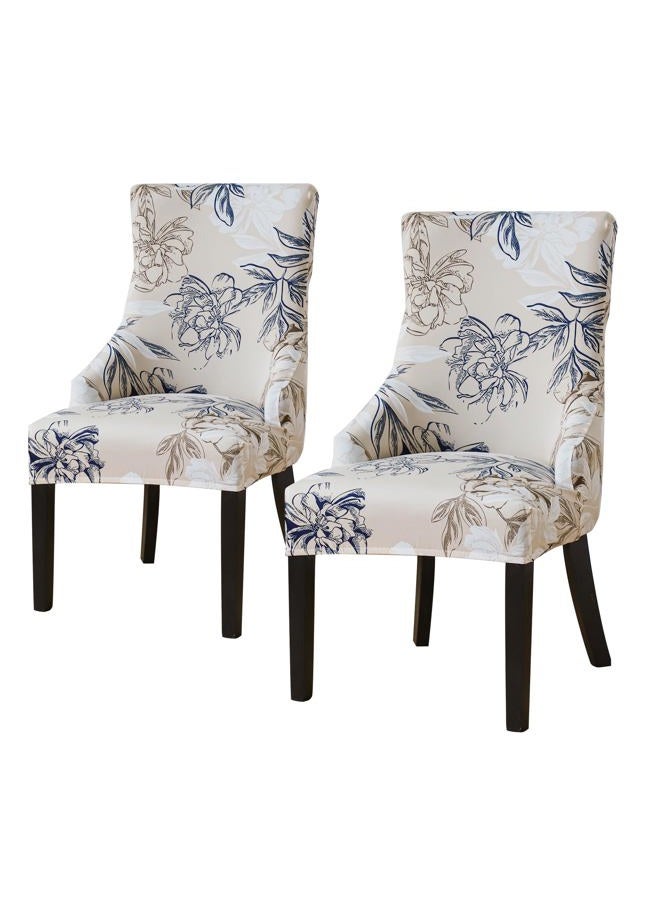FORCHEER Wingback Dining Chair Covers Set of 2 Floral Stretch Wing Back Chair Slipcover with Arms Low Side Washable - Image 1