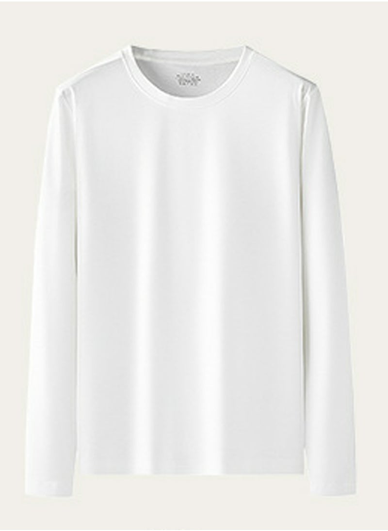Loquat - Mens Solid Color Crew-Neck Thermal Underwear Shirt Cold Weather Base Layer,Long Sleeve T-Shirt Loungewear White - Image 1