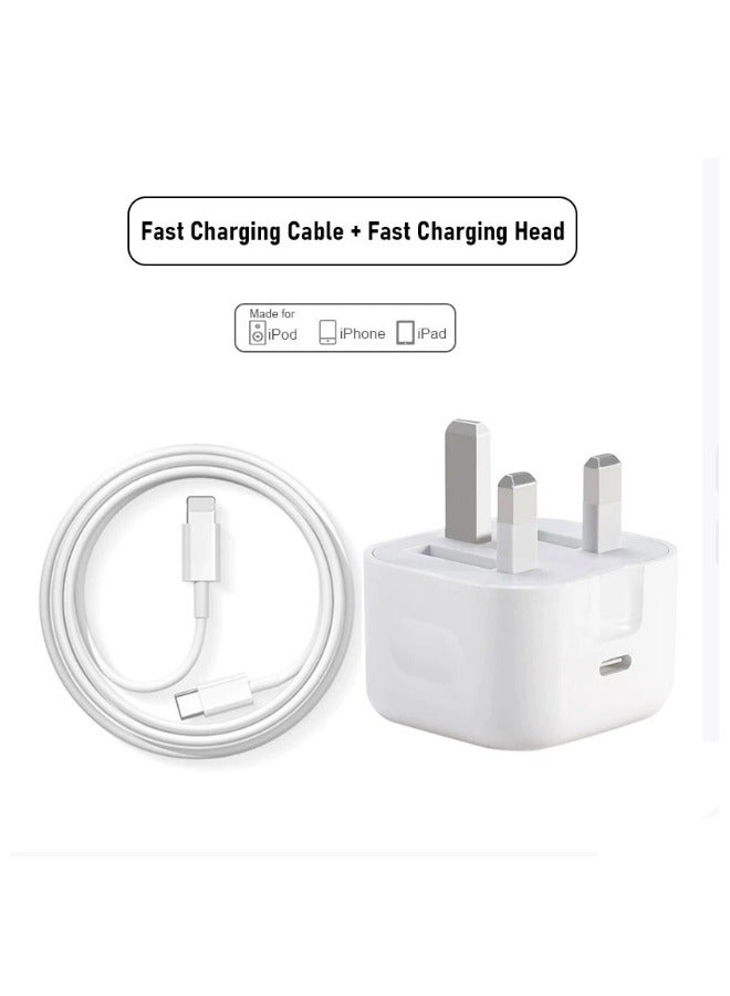 PULUZ iPhone 20W Fast Charger | USB C Wall Fast Charger with USB C to Lightning Cable Compatible with iPhone 14/14 Pro/14 Pro Max/13/12/SE2020/11/XR/XS Max/X/iPad - Image 1