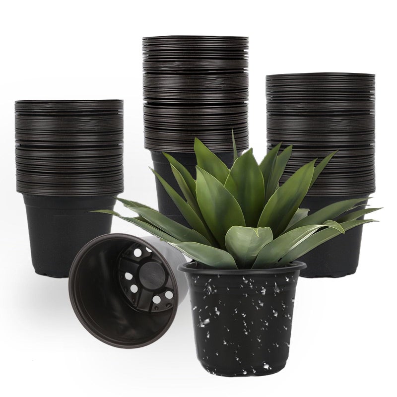 TAQIXI 100 Packs 4 5 6 Inch Nursery Pots, Plastic Nursery Pots for Plants with Drainage Holes, Seed Starting Garden Pots of Flower Plant Container for Succulents, Transplanting (100, 4 Inch) - Image 1