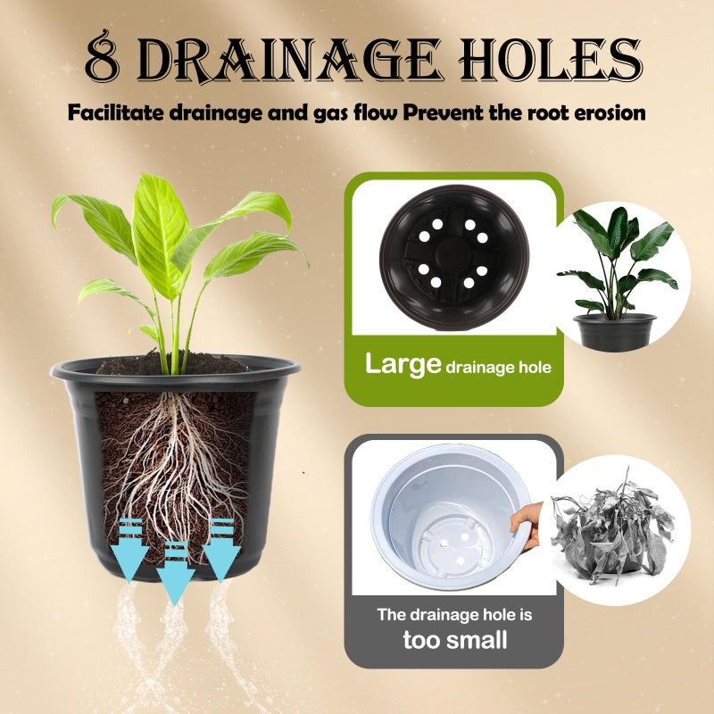 TAQIXI 100 Packs 4 5 6 Inch Nursery Pots, Plastic Nursery Pots for Plants with Drainage Holes, Seed Starting Garden Pots of Flower Plant Container for Succulents, Transplanting (100, 4 Inch) - Image 3