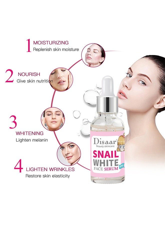 Disaar Snail White Facial Serum, Snail Secretion Filtrate, Face Hyaluronic Acid Serum Moisturizing Collagen Essence, Reduce Aging, Smooth Wrinkles, Firm, For Promote Absorption Moisturizer Serum Deeply, 30ml - Image 4