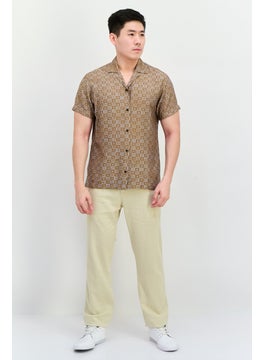 Jack Jones Men Comfort Fit Allover Printed Short Sleeves Casual Shirt, Sand Brown Combo  - Image 4