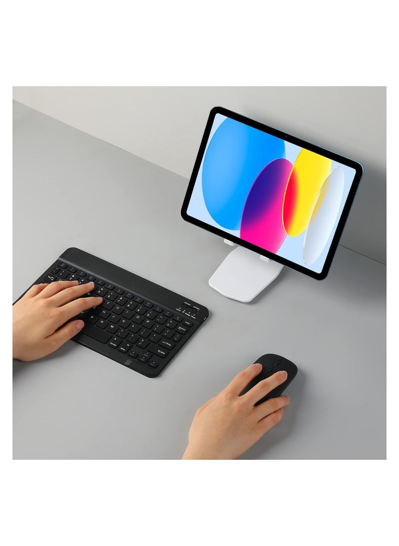ELTRAZONE ELTERAZONE Rechargeable Bluetooth Keyboard and Mouse Combo Ultra-Slim Portable Compact Wireless Mouse Keyboard Set Android Tablet Cell Phone iPhone iPad Pro Air Mini, iPad OS/iOS 13 and above (Black)  - Image 3