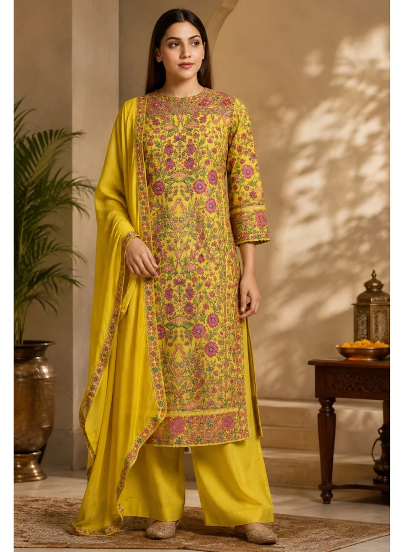 Studio Blue Yellow  Embroidered Kurta Set