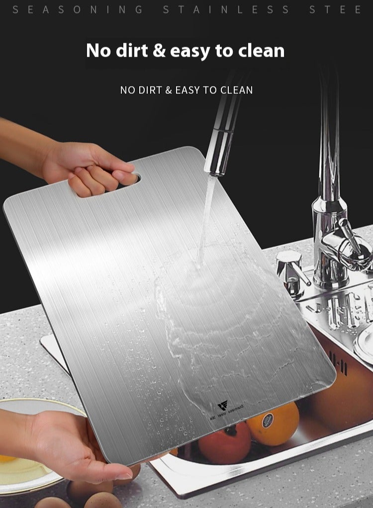Eyosanie 304 Stainless Steel Cutting Board For Kitchen,Meat,Fruit,Pastry,Pizza,Cheese,Vegetable Metal Cutting Board,meat Cutting Board For Anti-skid Double Side,Dough Board（36 * 25cm） - Image 5