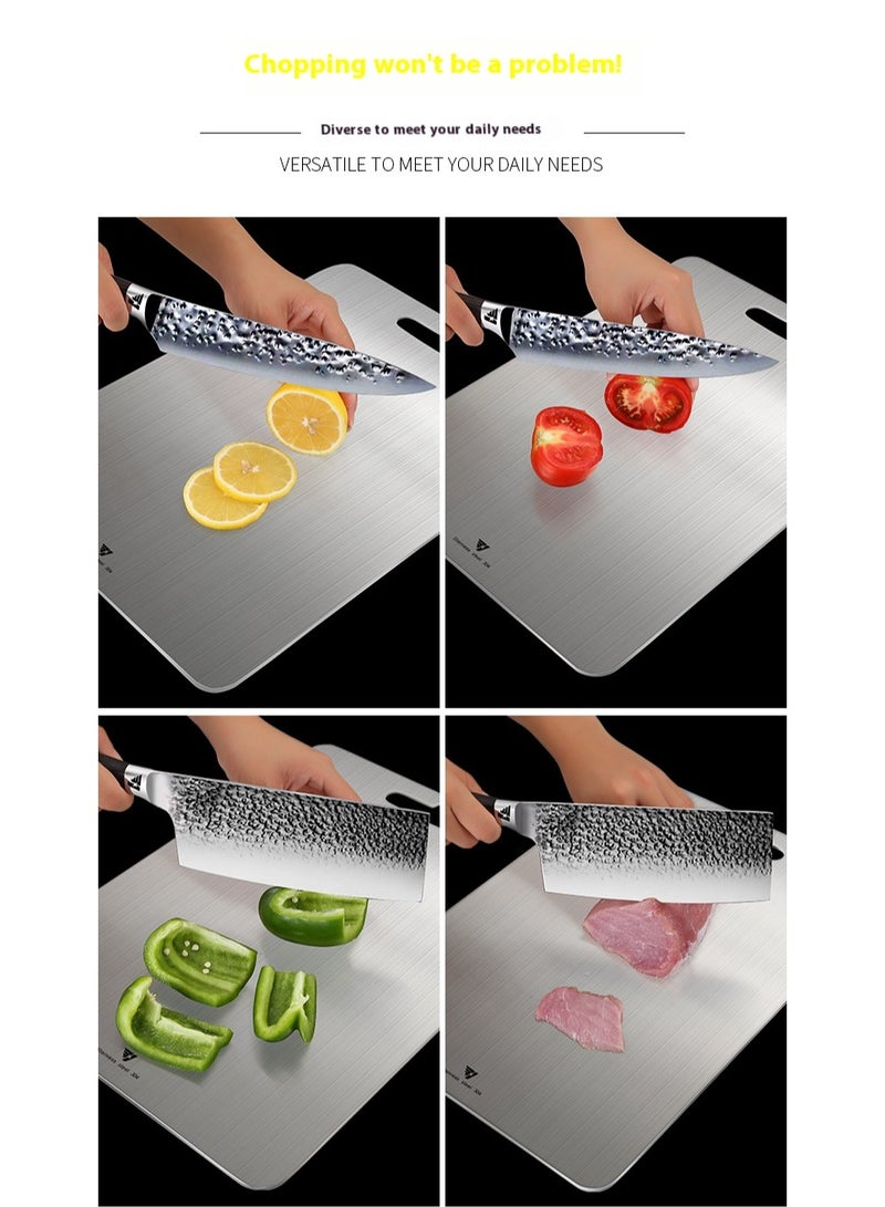 Eyosanie 304 Stainless Steel Cutting Board For Kitchen,Meat,Fruit,Pastry,Pizza,Cheese,Vegetable Metal Cutting Board,meat Cutting Board For Anti-skid Double Side,Dough Board（36 * 25cm） - Image 3