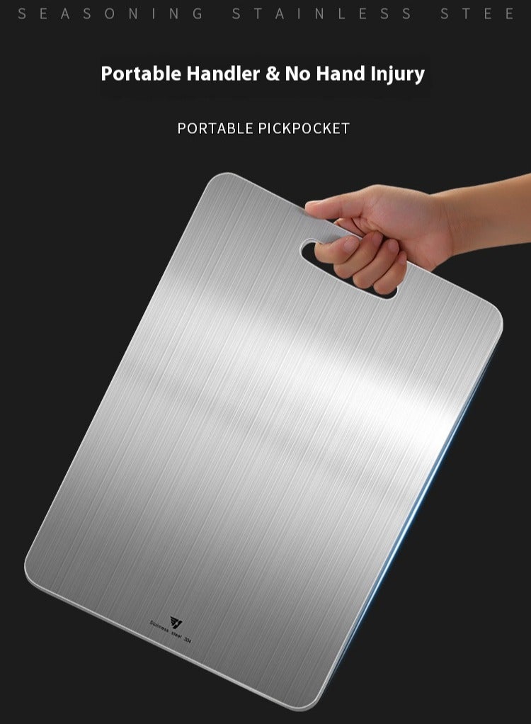 Eyosanie 304 Stainless Steel Cutting Board For Kitchen,Meat,Fruit,Pastry,Pizza,Cheese,Vegetable Metal Cutting Board,meat Cutting Board For Anti-skid Double Side,Dough Board（36 * 25cm） - Image 2