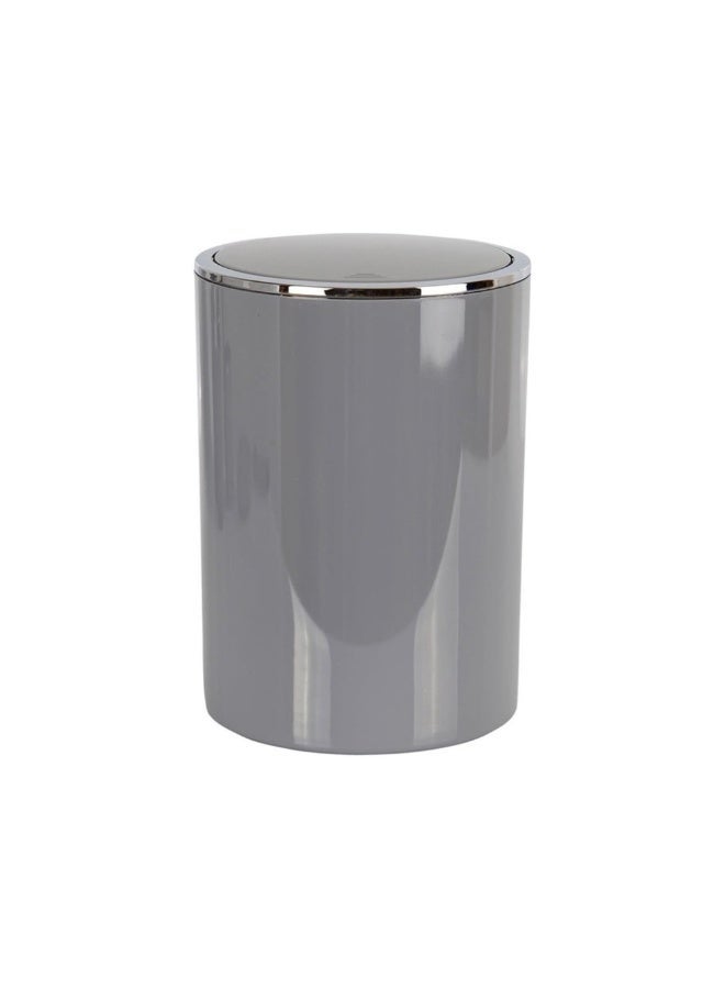 بريمانوفا سلة مهملات أكريليك سعة 6 لتر بغطاء متأرجح مع هيكل معدني فضي – سلة قمامة داخلية مدمجة للحمام وغرفة النوم والمكتب والمطبخ (رمادي) - Image 1