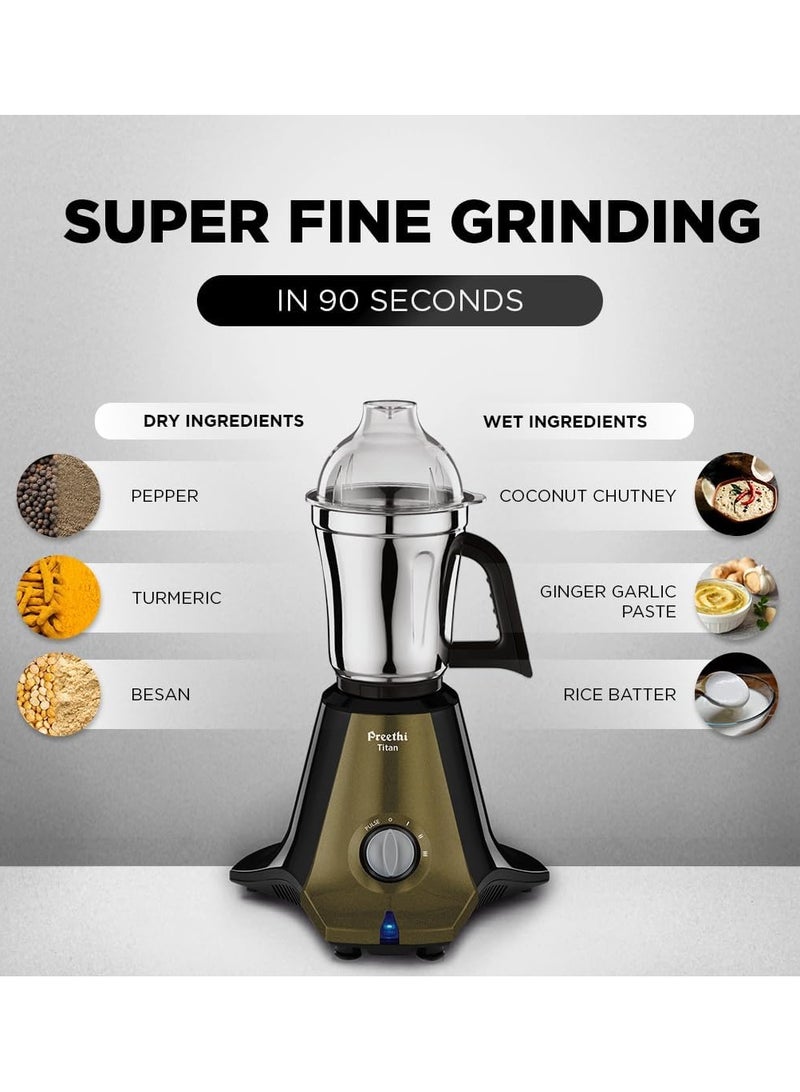 Preethi Titan Mixer Grinder for Kitchen | 3 Jars Mixie 1000 W MG283 Black - Image 2