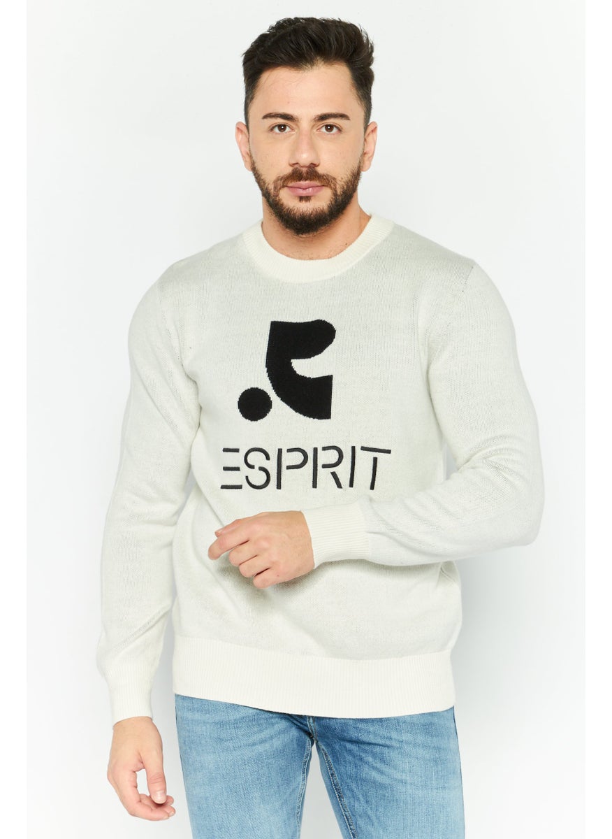 Esprit x Rest and Recreation - Men Crew Neck Long Sleeves Knitted Sweater, White - Image 1
