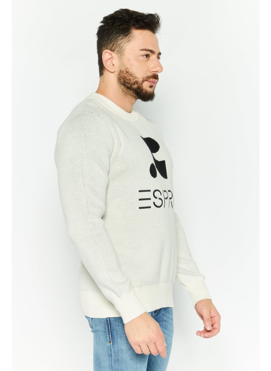 Esprit x Rest and Recreation - Men Crew Neck Long Sleeves Knitted Sweater, White - Image 1
