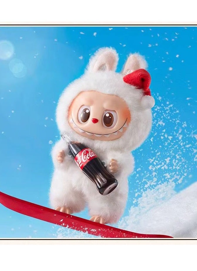 POP MART Plush Toy Made in China POP Doll MART Coke Series White Labubu Stand Models Bubble Mart Series Sit Sit Party Stand Up Model Tide Play Vinyl Face Plush Blind Box Coke Labubu Plush Toys Doll  Selectable Including Hidden China Version for Kids Adults Boy Girls Soft Plush Birthday Gifts for Children  - Image 2
