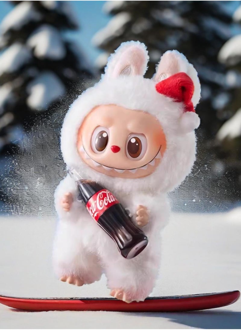 POP MART Plush Toy Made in China POP Doll MART Coke Series White Labubu Stand Models Bubble Mart Series Sit Sit Party Stand Up Model Tide Play Vinyl Face Plush Blind Box Coke Labubu Plush Toys Doll  Selectable Including Hidden China Version for Kids Adults Boy Girls Soft Plush Birthday Gifts for Children  - Image 1